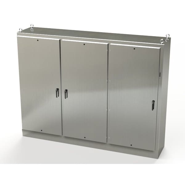 3 Point Latch with Coinproof/Padlock Handle Electrical Enclosures, 90 in H, 24 in D, 117-1/2 in W